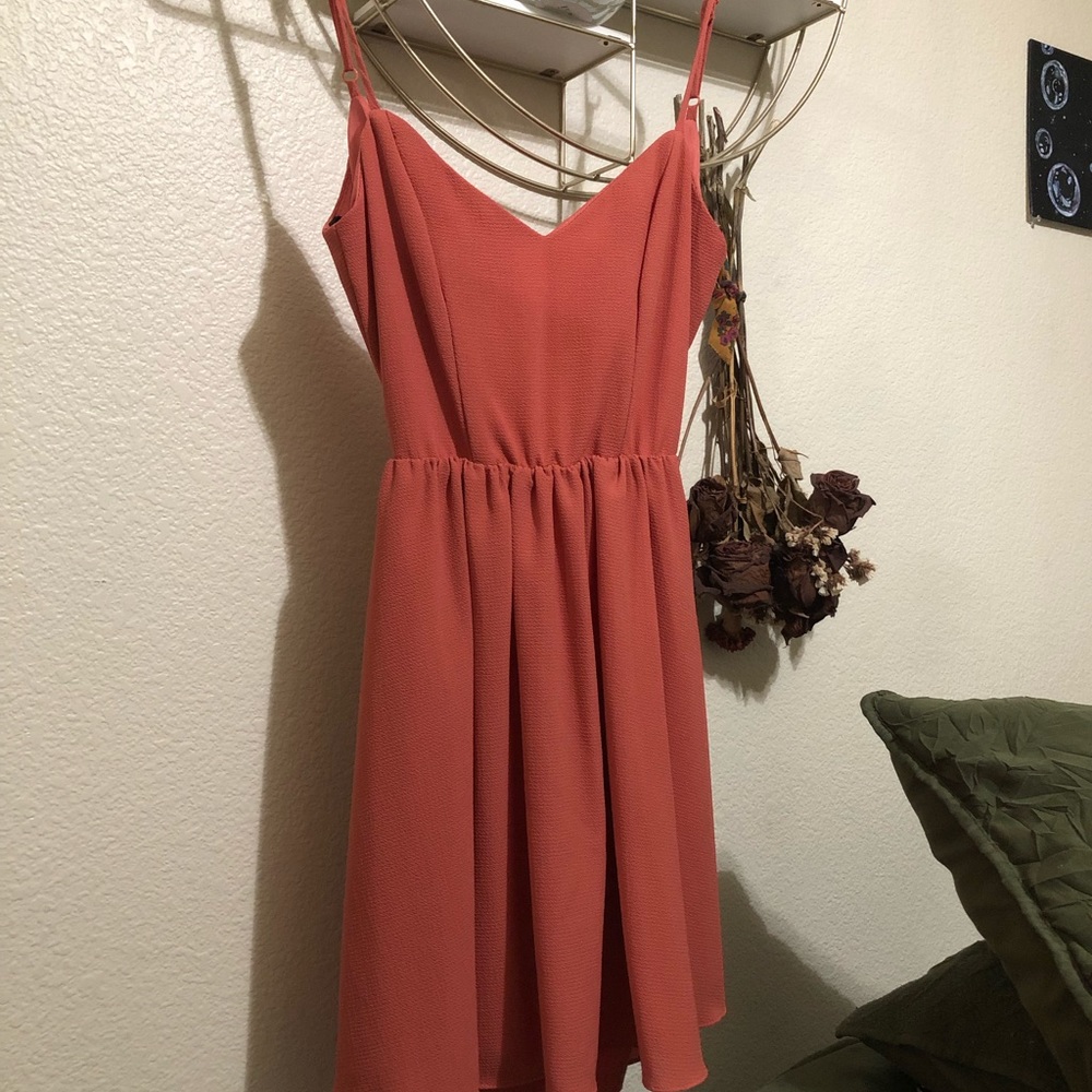Spaghetti strap midi dress in coral